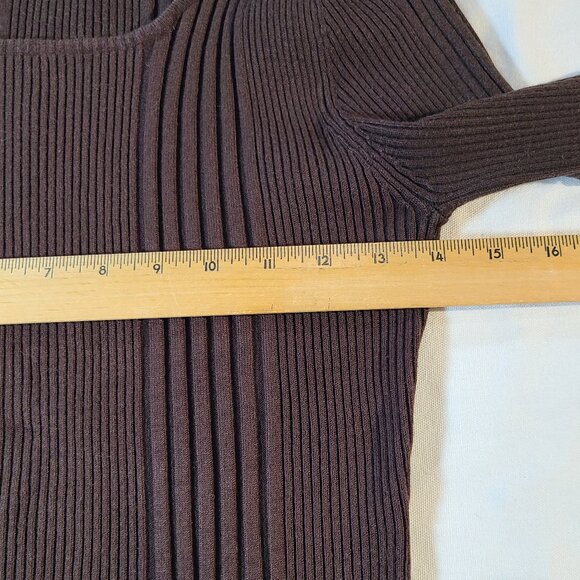 ByDesign Ribbed Slim Fit Sweater M Long Sleeve Brown Stretch Knit Top - Picture 6 of 8